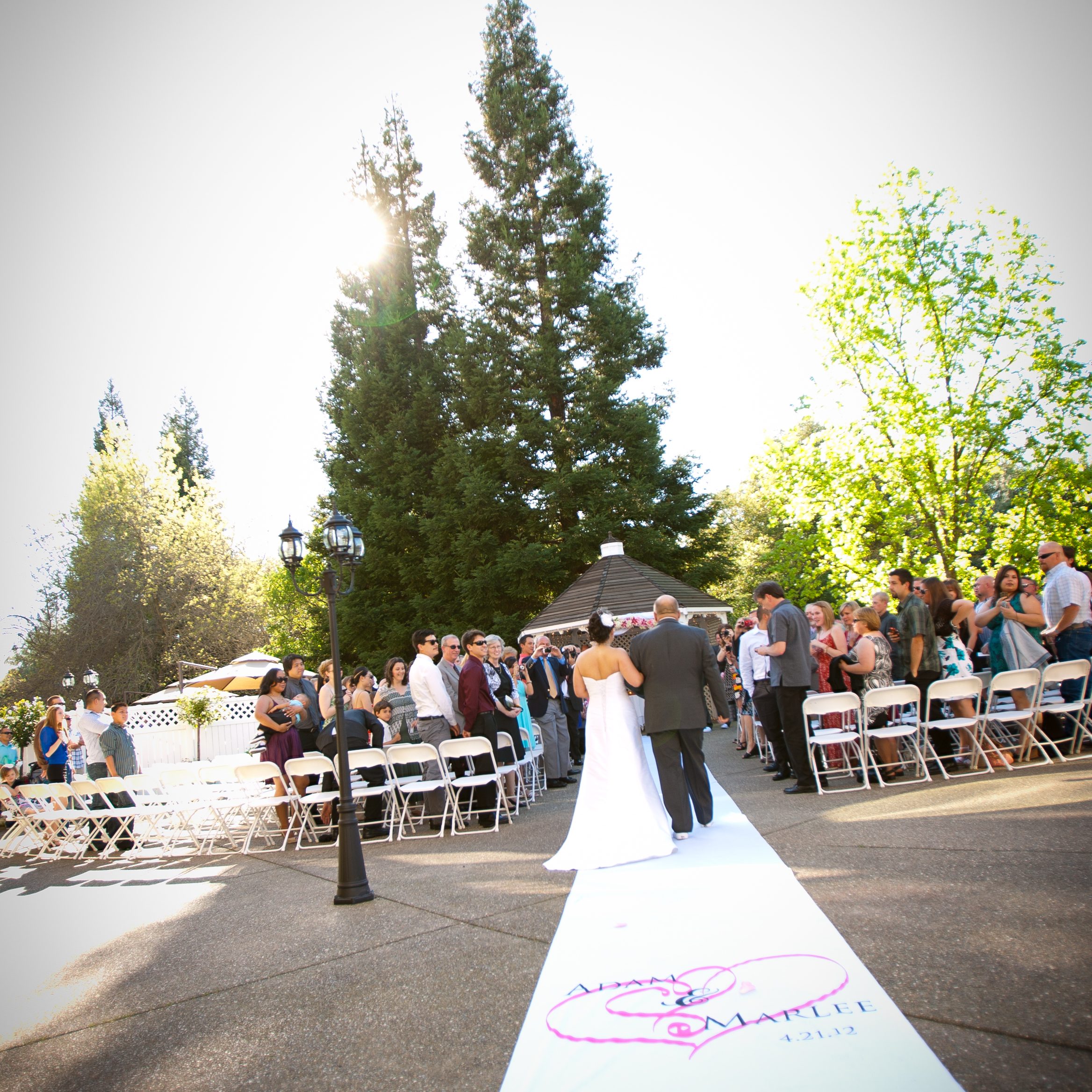 wedding aisle runner with design placed at bottom